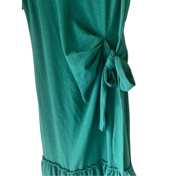 A Pea In the Pod EUC Side Bow Tie Ruffle Maternity Green MIDI Dress - Picture 6 of 11